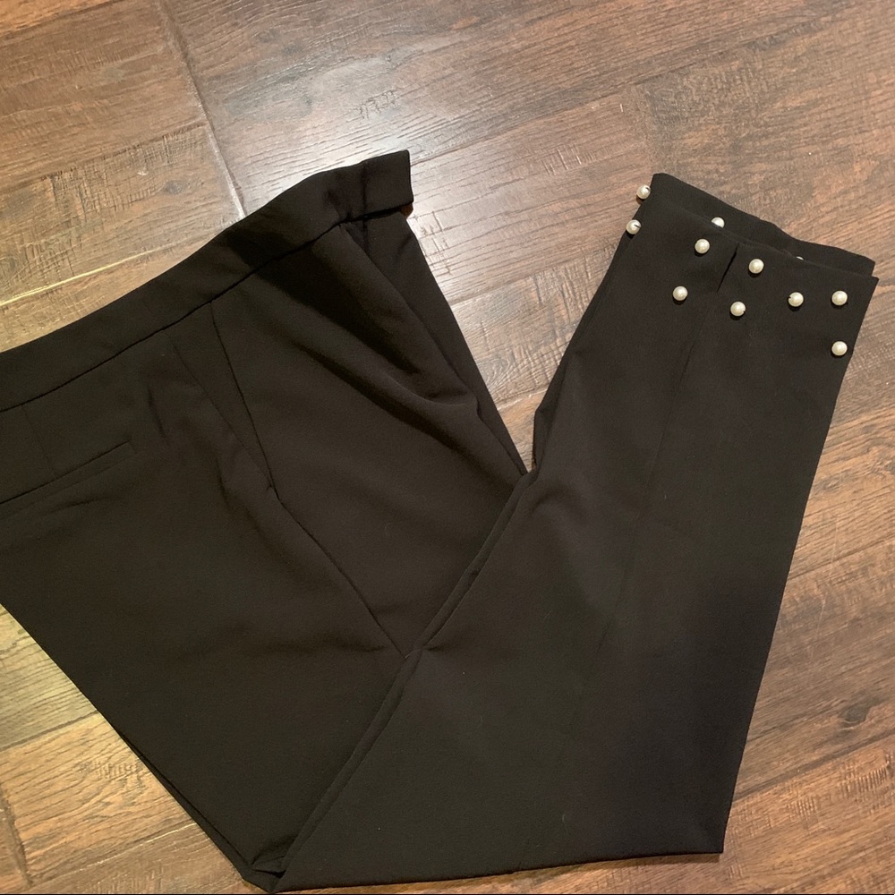 Josh & Arielle Black Ankle Pants Embellished with Pearls, 12